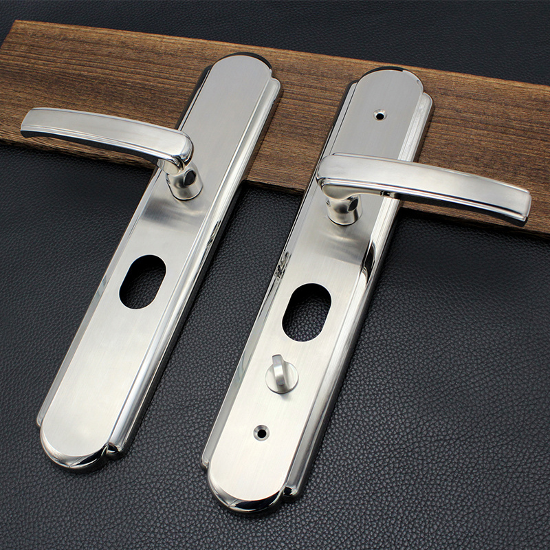 Security main door lock big plate exterior wooden door handle lock handle hollow lever handle on plate