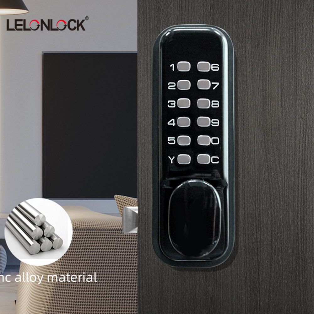 Black combination push button door lock/mechanical code lock