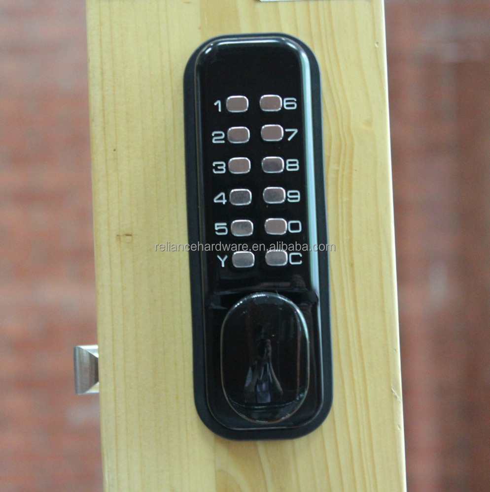 Black combination push button door lock/mechanical code lock