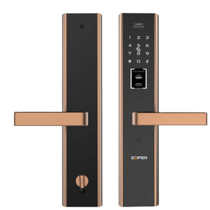 High lever privacy security fingerprint door lock with card, key, code, fingerprint unlock