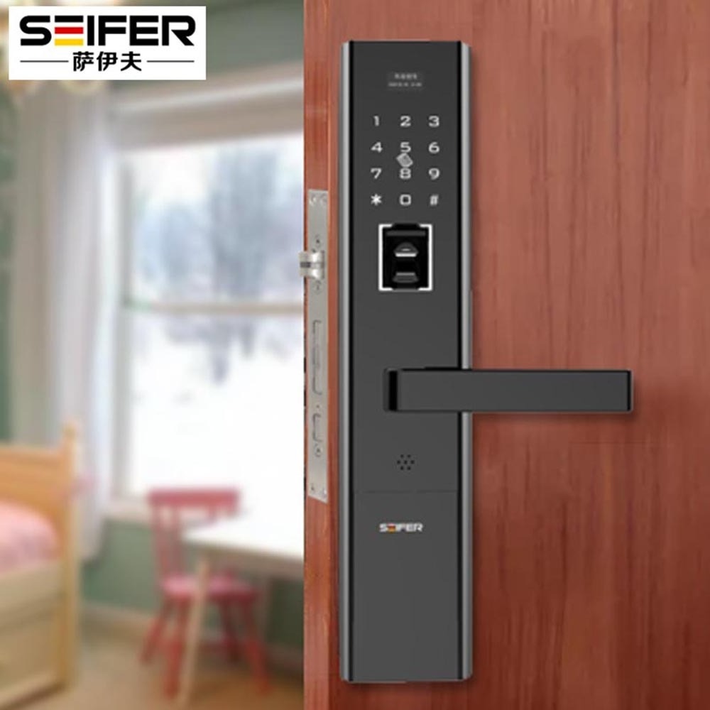 High lever privacy security fingerprint door lock with card, key, code, fingerprint unlock