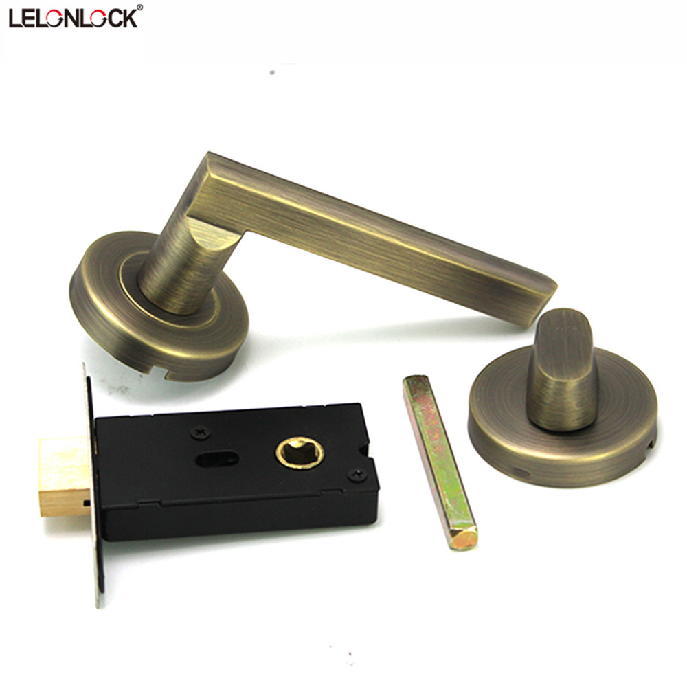 Matte black antique bronze satin nickel  keyless deadbolt door lock with door handle single latch