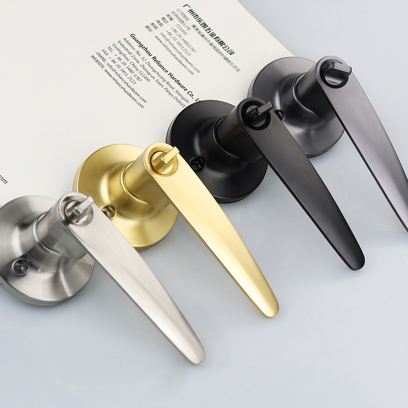 New design Gold Color Solid door lever handle lock set swing entry privacy lockset Zinc Alloy leverset door handle lock