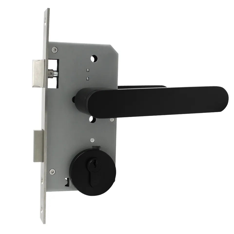 Modern Style Hardware Interior Zinc Alloy Solid Handle Internal Door Handle Lock for Bedroom Bathroom