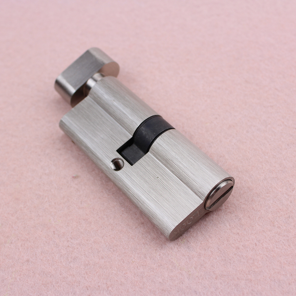 Toilet door lock cylinder with emergency bottom