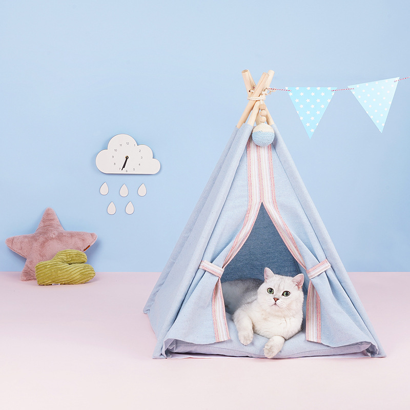 Nordic Pet Tipi Cat House Bed Tent, Small dog Teepee Tent for Pets pop up Dog Tent