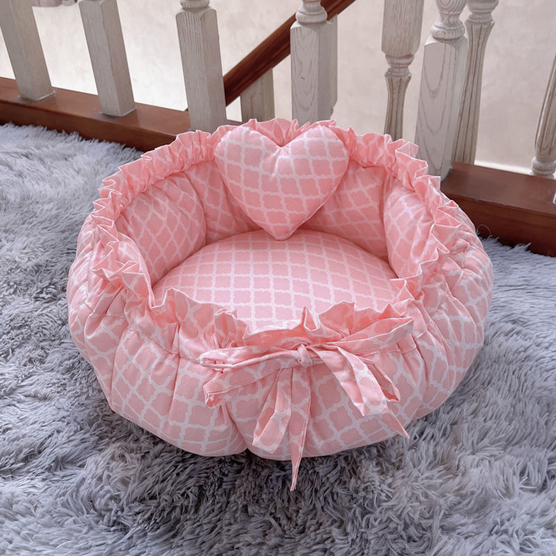 High-end Luxury Princess Pet Bed With Lace Donut Plush Pet Dog Cat Bed