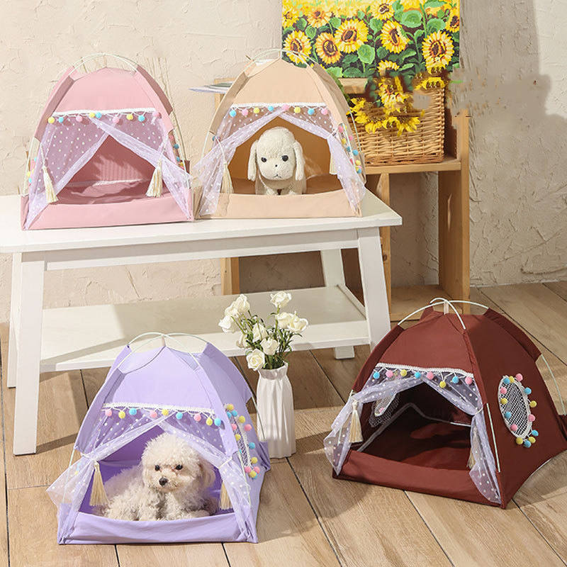 Pet Tipi Cat House Bed Tent, Small dog Cat Cottage Tent for Pets pop up Dog Tent