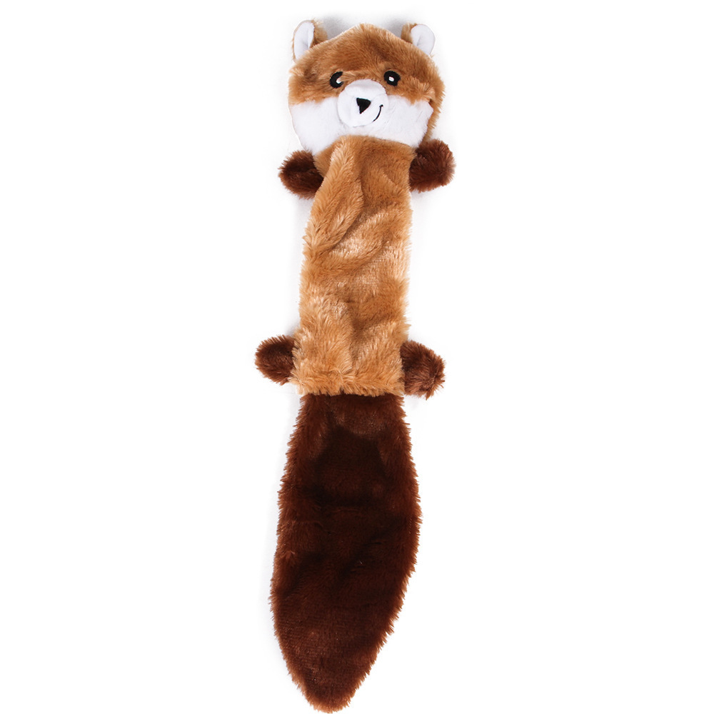 Skinny Peltz No Stuffing Squeaky Plush Dog Toy, Fox, Raccoon, and Squirrel Dog Puzzle Toy Pet Sounding Toys