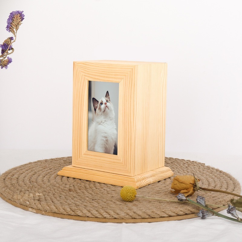 Custom Wood Cat Pet Dog Urns For Dogs Ashes With Photo Animal Wooden Box Solid Wood Pets Ashes Memorial Box Cremation