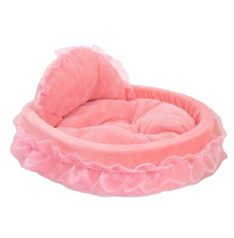 Hot Selling New Style Winter Luxury Princess Cat Bed Puppy Bed Sofa Purple Pink Lace