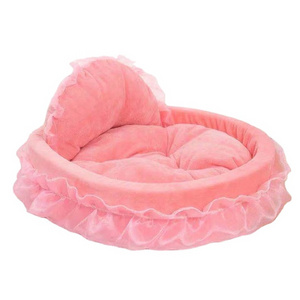 Hot Selling New Style Winter Luxury Princess Cat Bed Puppy Bed Sofa Purple Pink Lace