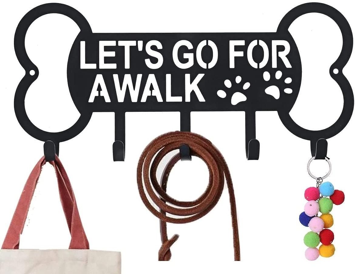 Metal Pet Dog Leash Hanger Hook Dog Leash Wall Rack Holder with Free Nail Hang on Leather Nylon Leash Key Pet Holder