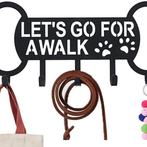 Metal Pet Dog Leash Hanger Hook Dog Leash Wall Rack Holder with Free Nail Hang on Leather Nylon Leash Key Pet Holder