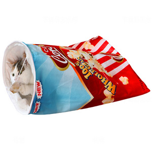 Keep Warm Cat Tunnel Bag Crinkle Pet Sack Foldable Cat Bed Cave Winter Warm Washable  Interactive Squeaky Toy Dog Sleep Bag