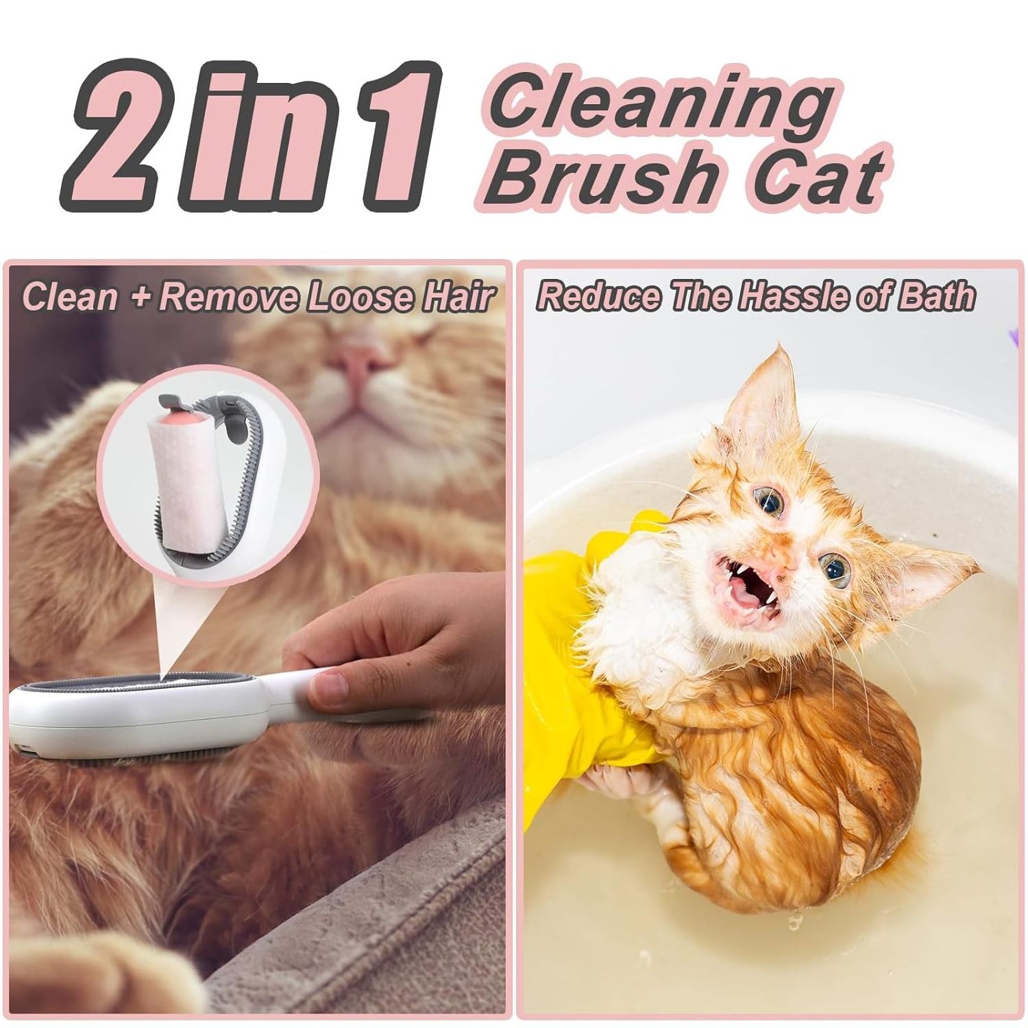 Factory Price 2 in 1 Cat Hair Brush with Water Multi-Functional Pet Grooming Pet Hair Cleaner Brush Cats Hair Removal Comb