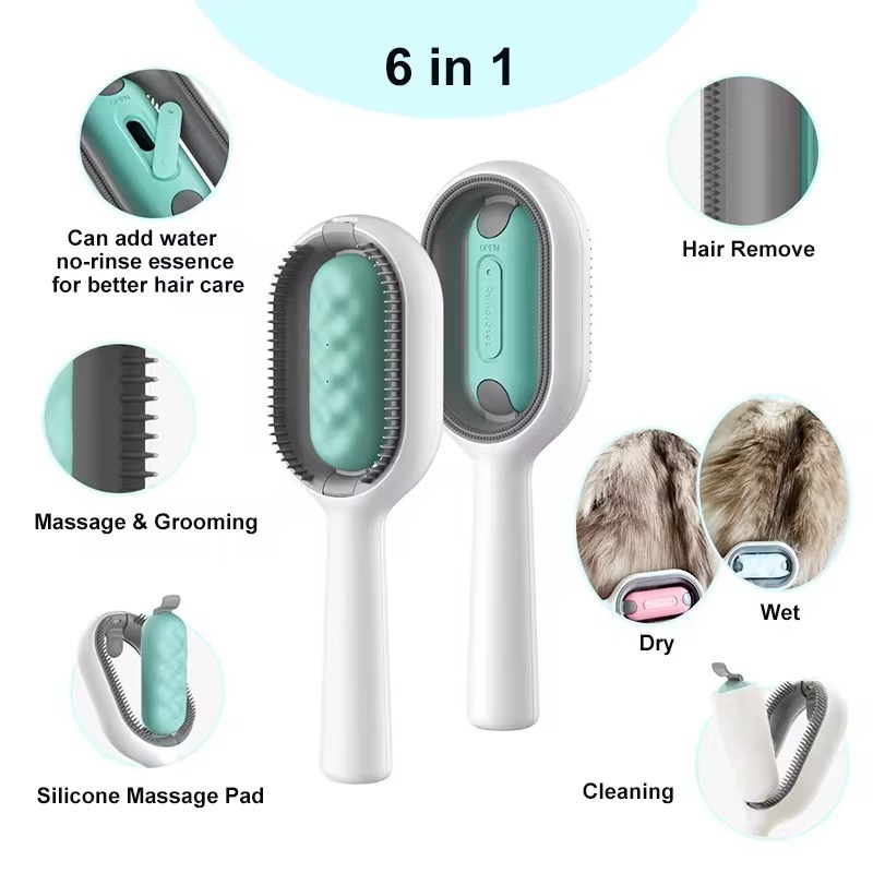 Factory Price 2 in 1 Cat Hair Brush with Water Multi-Functional Pet Grooming Pet Hair Cleaner Brush Cats Hair Removal Comb