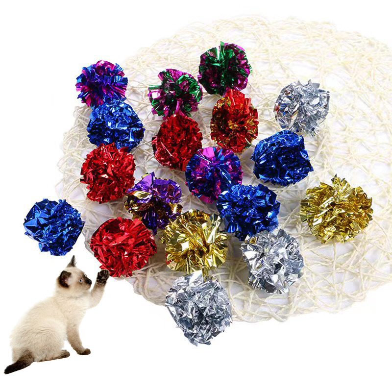 manufacturer Cat Crinkle Colorful Balls Chew and Chase Cat Lightweight  Mylar Crinkle Balls Shiny Crinkle Ball Cat Toy