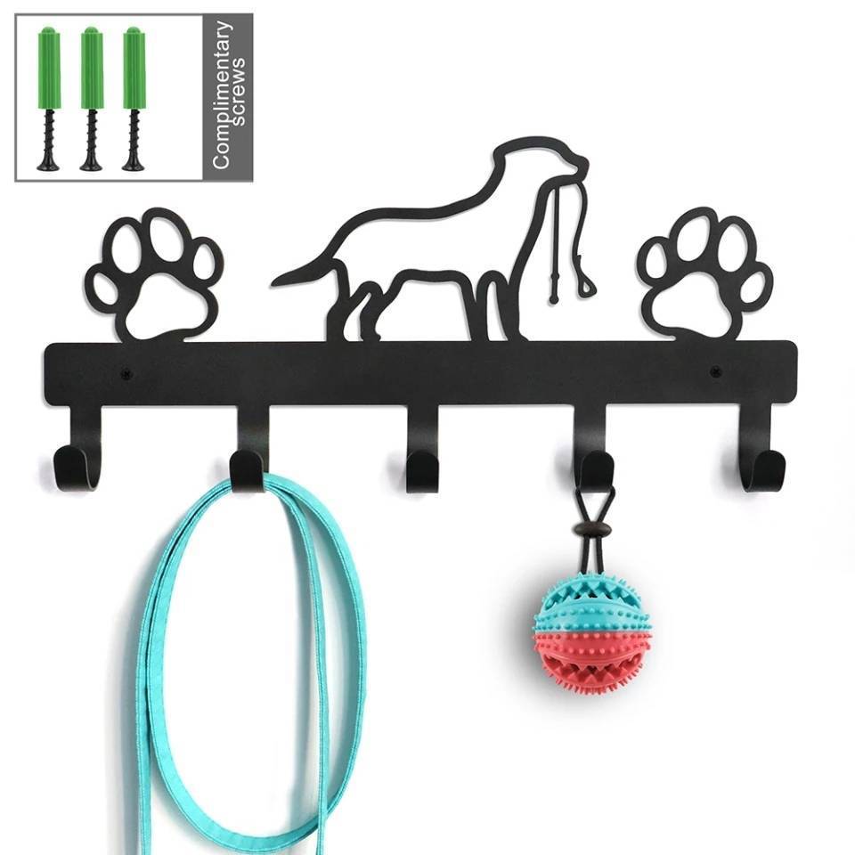 Metal Pet Dog Leash Hanger Hook Dog Leash Wall Rack Holder with Free Nail Hang on Leather Nylon Leash Key Pet Holder