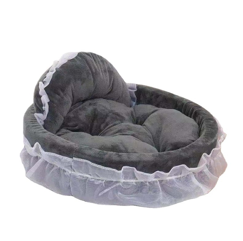 Hot Selling New Style Winter Luxury Princess Cat Bed Puppy Bed Sofa Purple Pink Lace