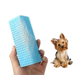 Pet Block Brush Dog Grooming Combing Animal Fur Hair Removal Silicone Hollow Rubber Brush Furniture Carpet Cleaning Brush