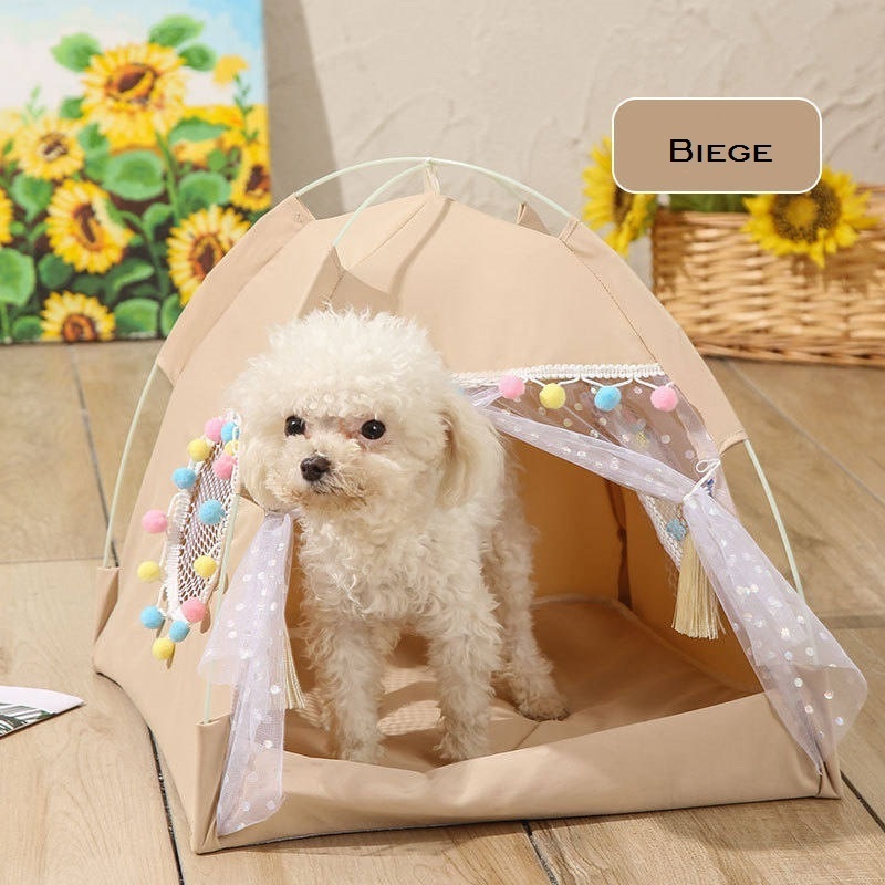 Pet Tipi Cat House Bed Tent, Small dog Cat Cottage Tent for Pets pop up Dog Tent