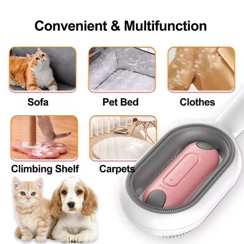 Factory Price 2 in 1 Cat Hair Brush with Water Multi-Functional Pet Grooming Pet Hair Cleaner Brush Cats Hair Removal Comb