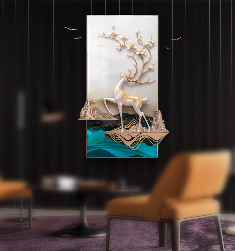 Top Sale Home Decor 3D Resin Painting Deer Wall Art 3D Wall Painting For Living Room