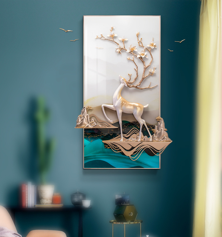 Top Sale Home Decor 3D Resin Painting Deer Wall Art 3D Wall Painting For Living Room