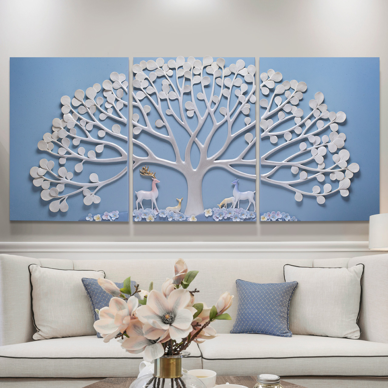 Relife Original Tree Painting Luxury Wall Decor 3 Panels Handmade Art Wall Painting Resin Art