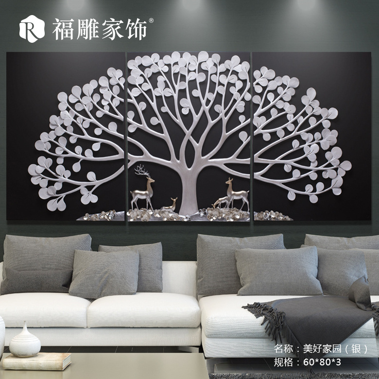 High quality excellent custom resin tree living room 3D wall art decoration