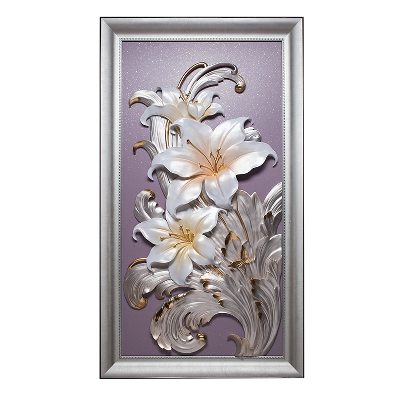 Luxury Wall Hanging Big Size Painting Lily 3d Resin Wall Art Decor Flower Painting For Living Room