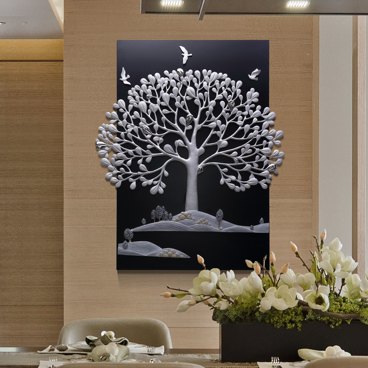 New Style Hot Sale Home Sofa Background Decor 3D Wall Art Golden Tree Painting For Living Room