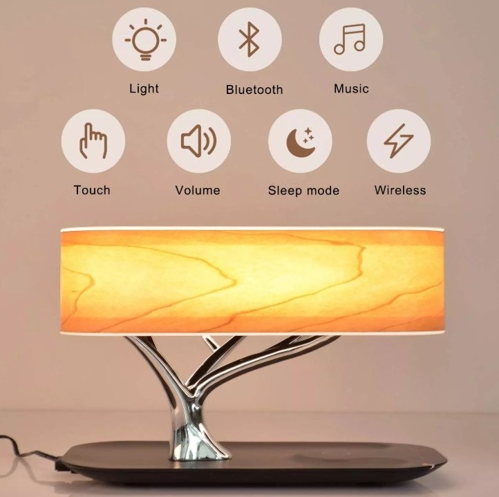 NEW Style Table Lamp With Stepless Dimming And BT Speaker Wireless Charger LED Desk Lamp