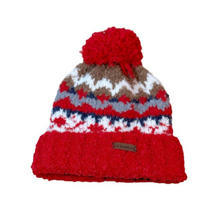 Alpaca Loop Yarn Jacquard Knitted Hat For Women In Autumn And Winter Fashion Warm And Thick Wool Ball And Ear Protection