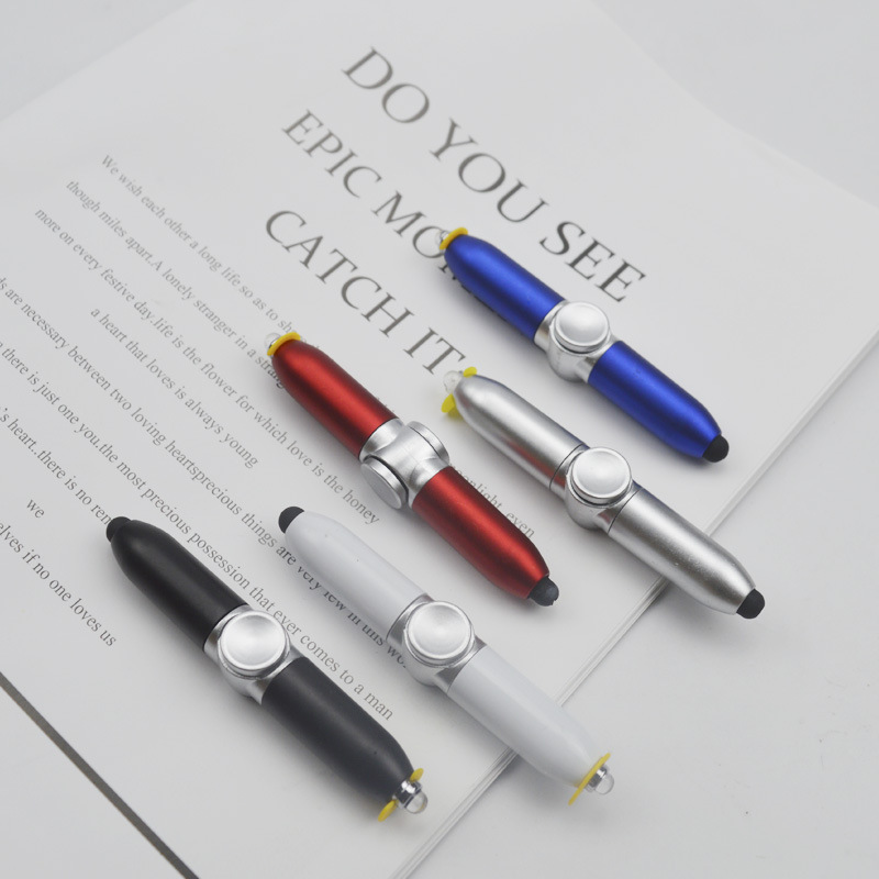 Creative Decompression Pen Multifunctional Fingertip Gyro Ball Pen LED Luminous Touch Pen