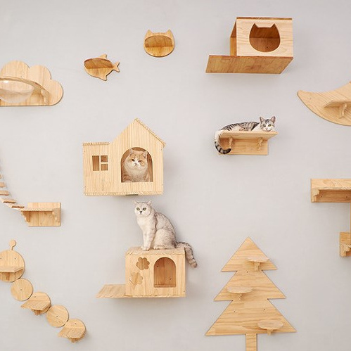 Relipet RLA045 Modern Best Selling Cat scratcher wall Solid wood various shapes cat wall hammock