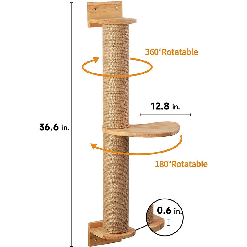 Relipet RLA079 Cat Activity Tree with Scratching Posts Wall Mounted Jute Scratcher Pine Hammock