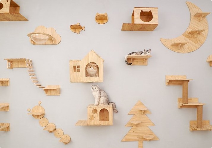 Relipet RLA045 Hot Sale Solid Wood Cat shelf Wall Products Cat Hammock