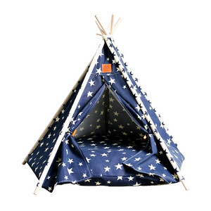 Relipet RL-PD130 Pet Teepee House Indian Tents Wood Canvas Teepee Fold Away Pet Tent Furniture Cat Bed