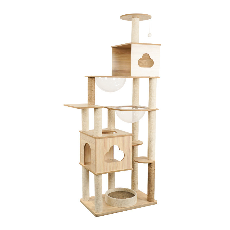 RLFN015 Factory Top Seller Hoopet High Quality Indoor Large Wood Cat Tree House Furniture With Rest Hammock