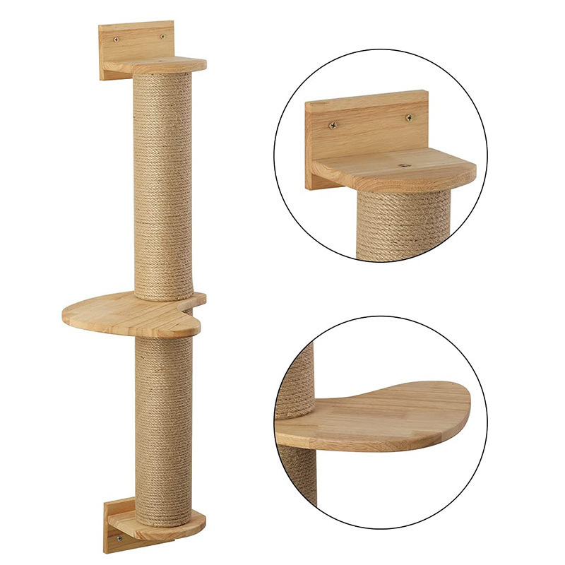 Relipet RLA079 Cat Activity Tree with Scratching Posts Wall Mounted Jute Scratcher Pine Hammock