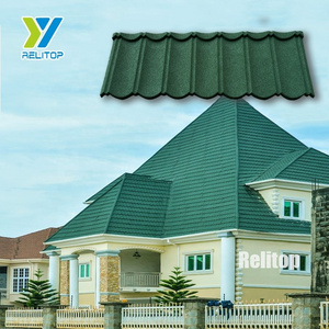 Relitop Stone Coated Steel Roof Tile Black Color Classic Style Roofing Sheet Seven Waves Stone Chips Step Tile