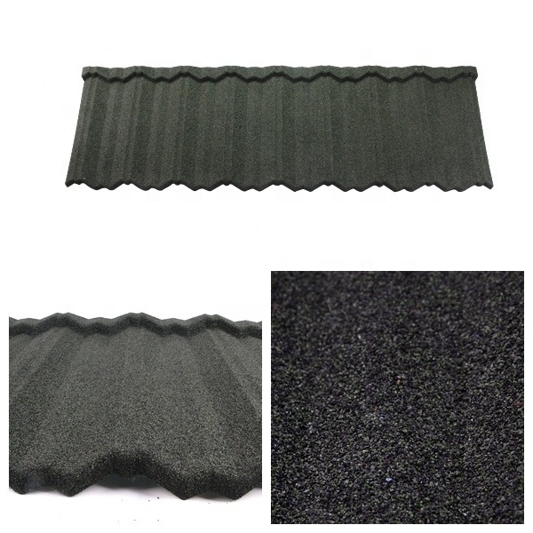 Relitop Black Colour Nosen classic Type Roofing Sheet Stone Coated Steel Roof Tile 0.4mm 0.5mm  Metal Roof Tile