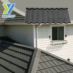 Relitop Black Colour Nosen classic Type Roofing Sheet Stone Coated Steel Roof Tile 0.4mm 0.5mm  Metal Roof Tile