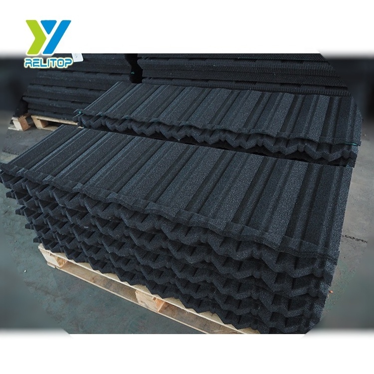 Relitop Black Colour Nosen classic Type Roofing Sheet Stone Coated Steel Roof Tile 0.4mm 0.5mm  Metal Roof Tile