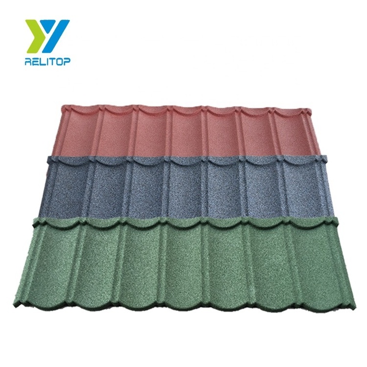 Flat roofing shingle Sheets Colorful stone coated metal roofing tile for Ghana Prices