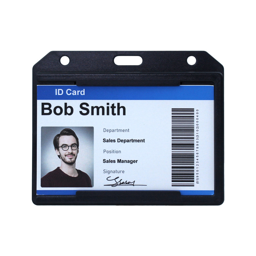 ABS Hard Plastic ID Card Holder Double Sides Office Work Name Custom Printing Badge Holder Durable Card Cover for Hospital