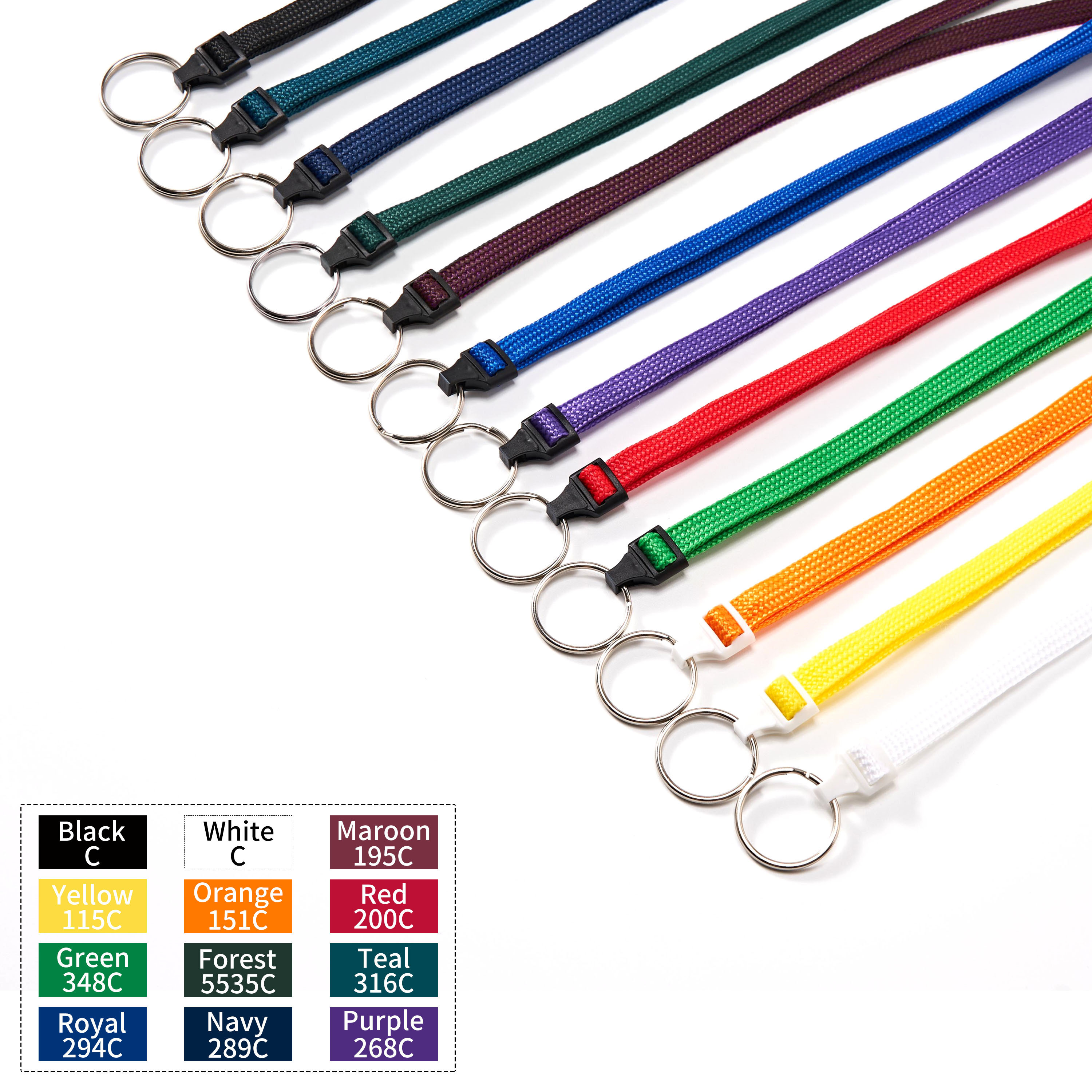 Bestom Polyester Lanyard 10mm Breakaway Blank Lanyards with Metal Key Chain Split Ring for ID Badge Holder Lanyard