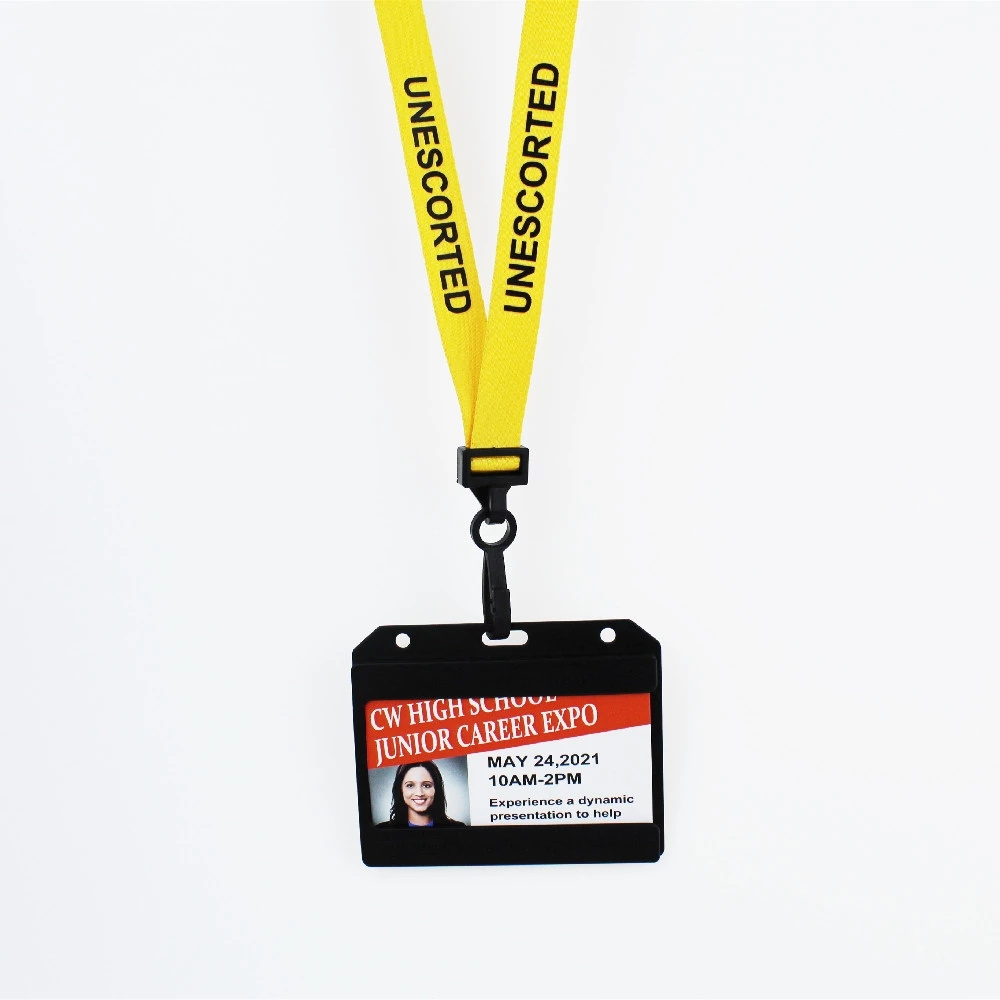 ABS Horizontal Two Sides Hard Plastic Nursing Name Designer Id Card Badge Holder With Neck Strap Lanyard